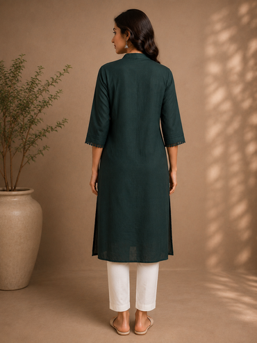 Deep Forest Green Rayon Straight Kurta