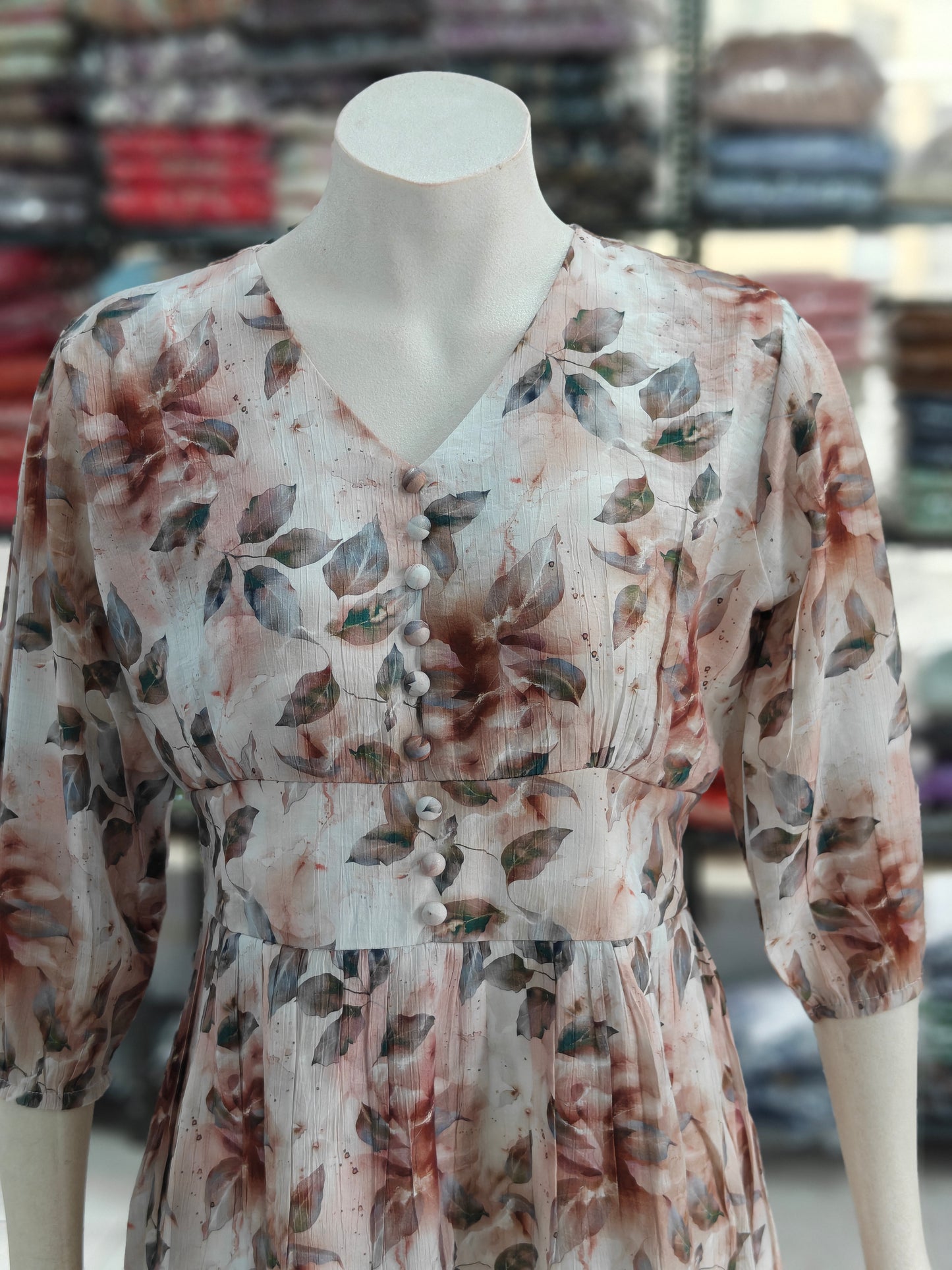 Imported Lycra Floral Print Fit & Flare Midi Dress – Blush Pink