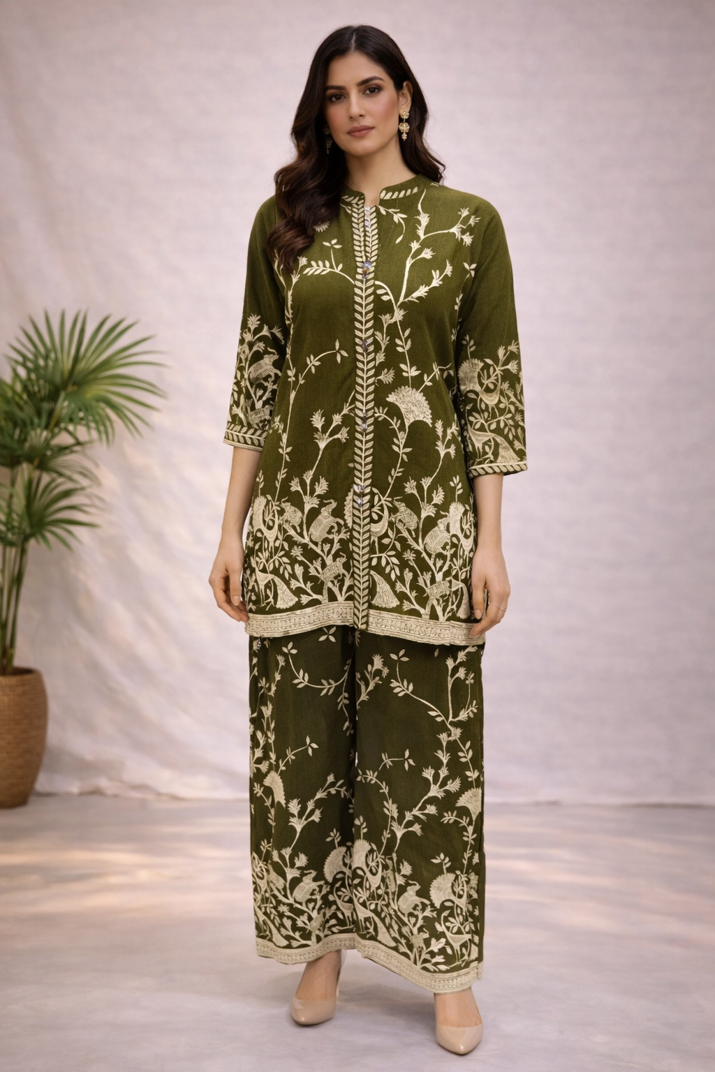 Women's Printed Rayon Kurta Pant Set