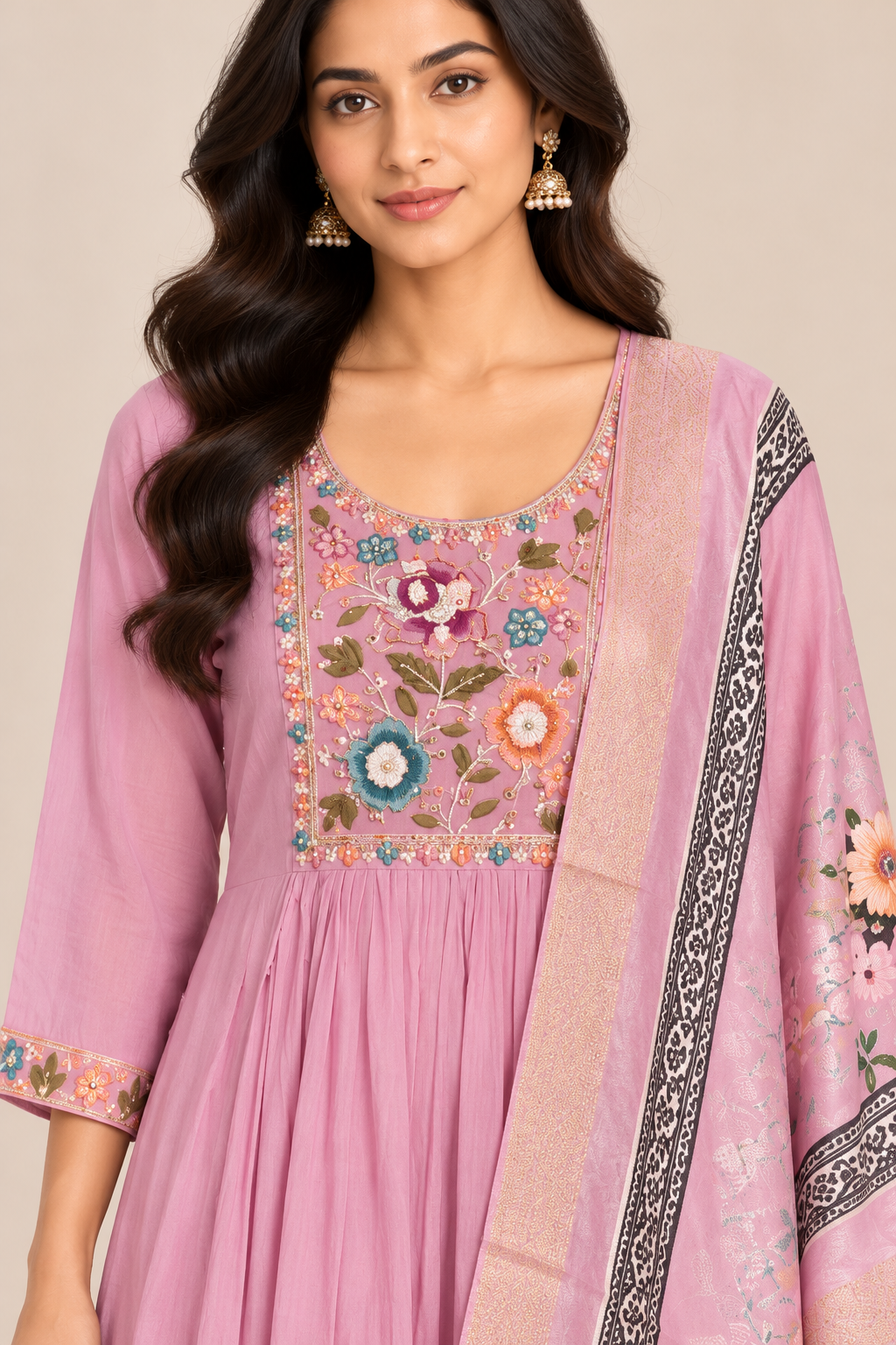 R46924 Dusty Pink kurta close-up