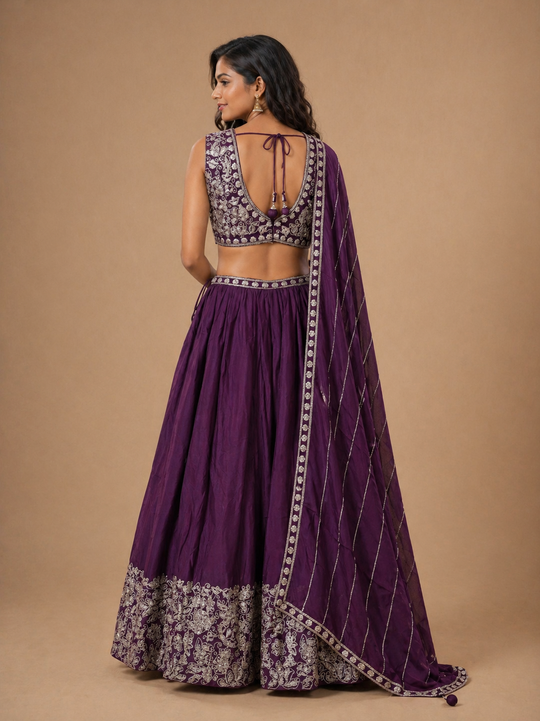 Royal Purple Embroidered Lehenga Set with Dupatta | Sangeet & Wedding Wear