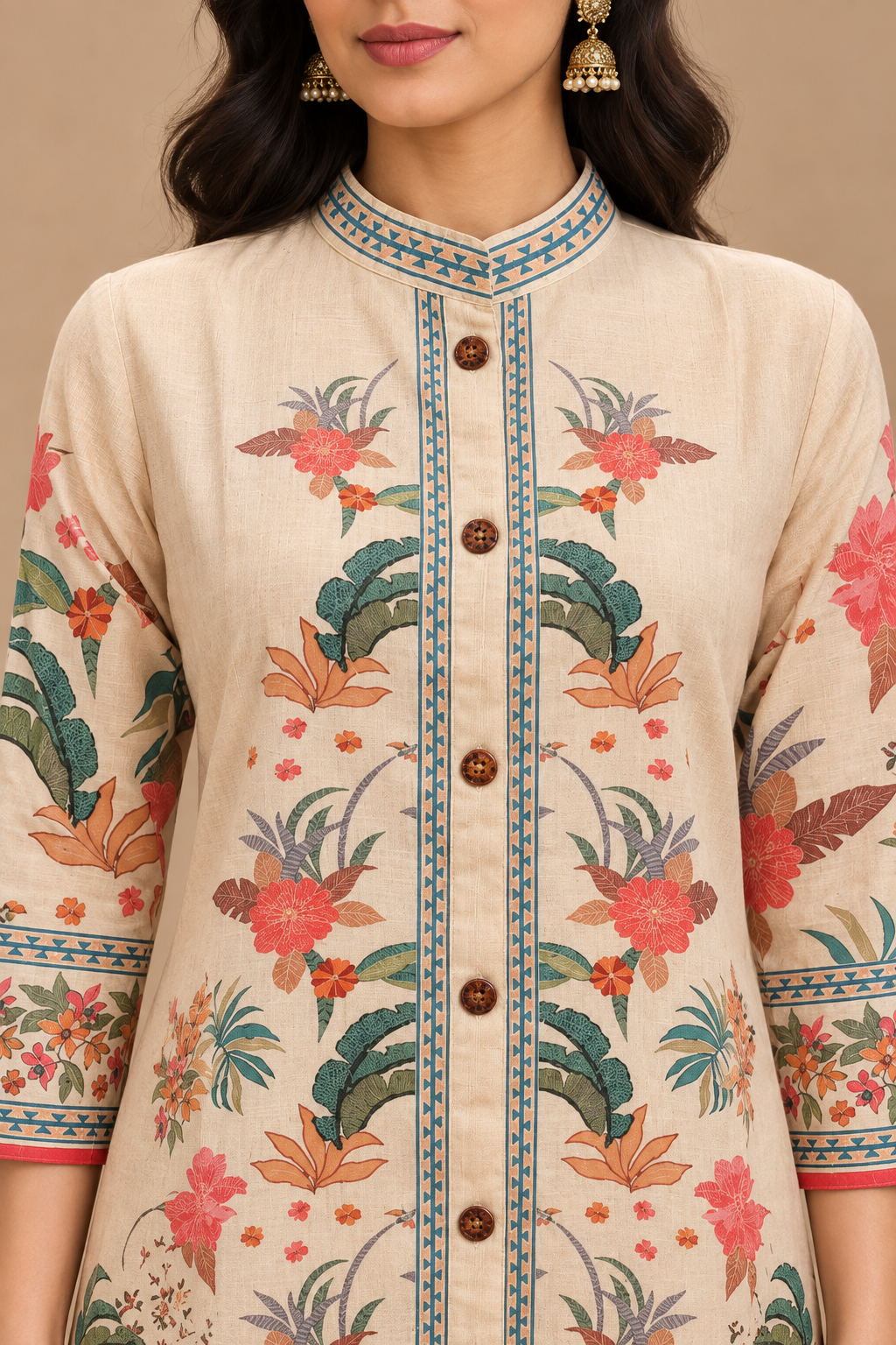 Ivory Soft Silk Floral Printed Co-ord Set