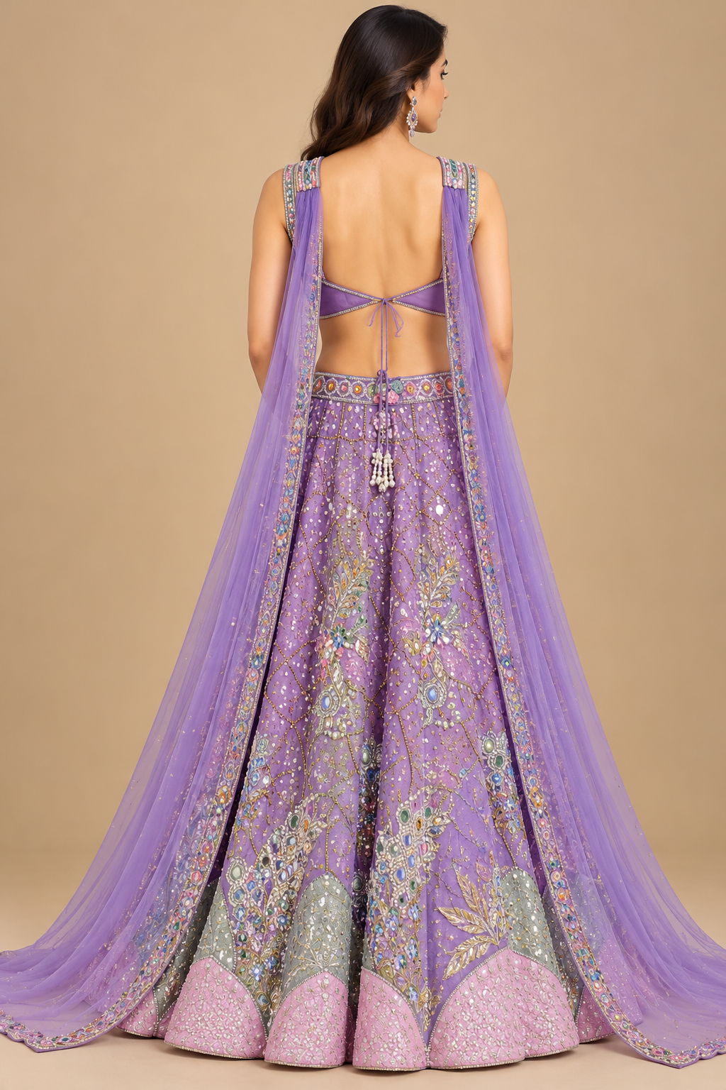 Lavender Purple Embroidered Lehenga Choli with Sheer Dupatta
