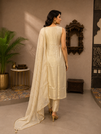Women's Tissue Silk Embroidered Kurta Pant Set with Dupatta