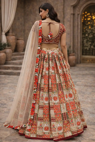Multicolor Printed Ethnic Lehenga Set