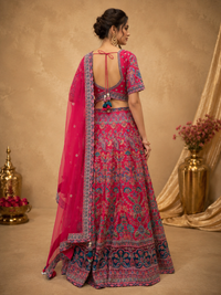 Rani Pink Silk Designer Lehenga Choli with Traditional Embroidery & Dupatta