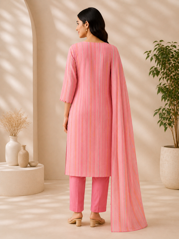 Women's Floral Print Soft Silk Kurta Pant Set with Dupatta
