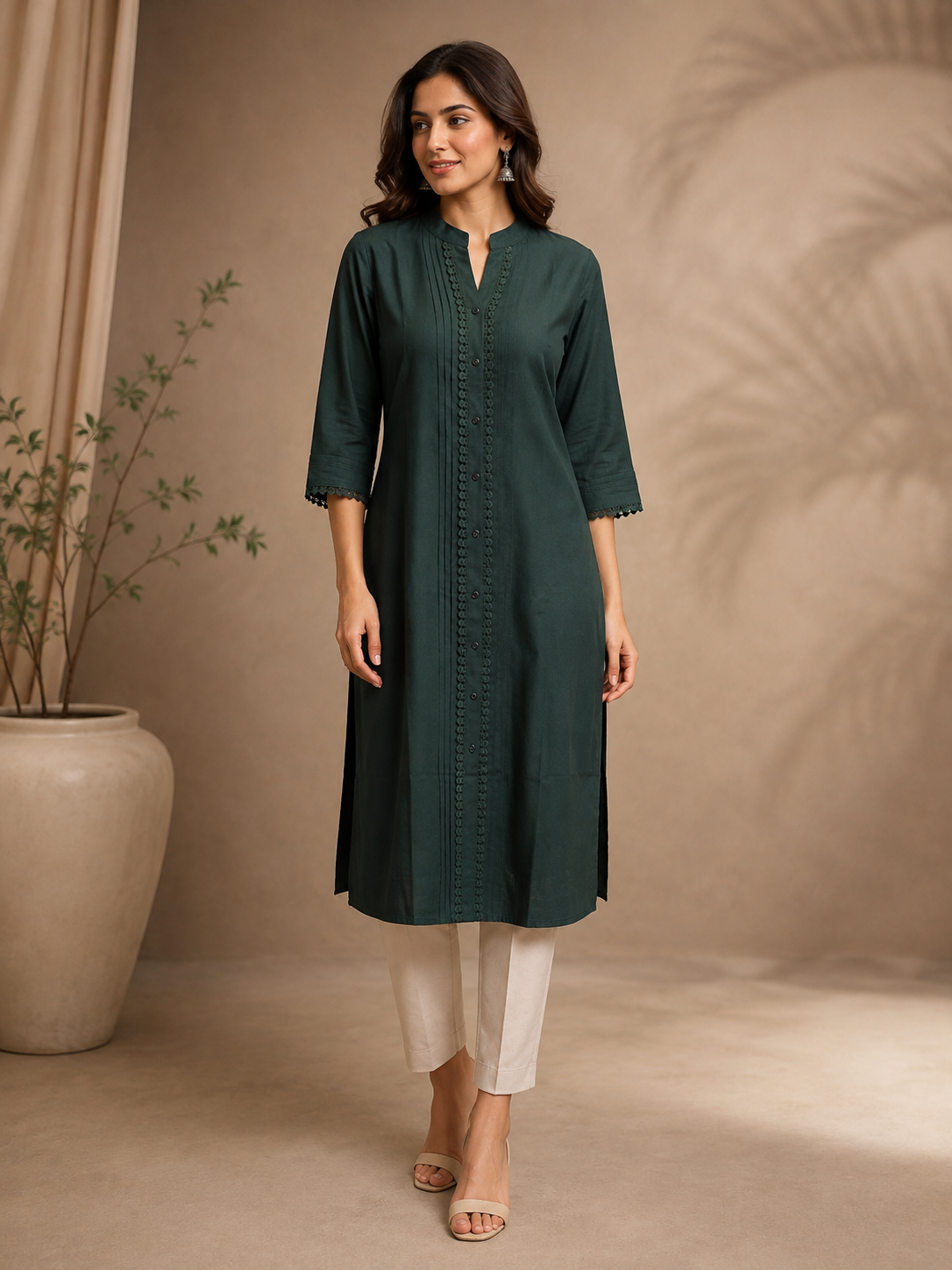 Deep Forest Green Rayon Straight Kurta