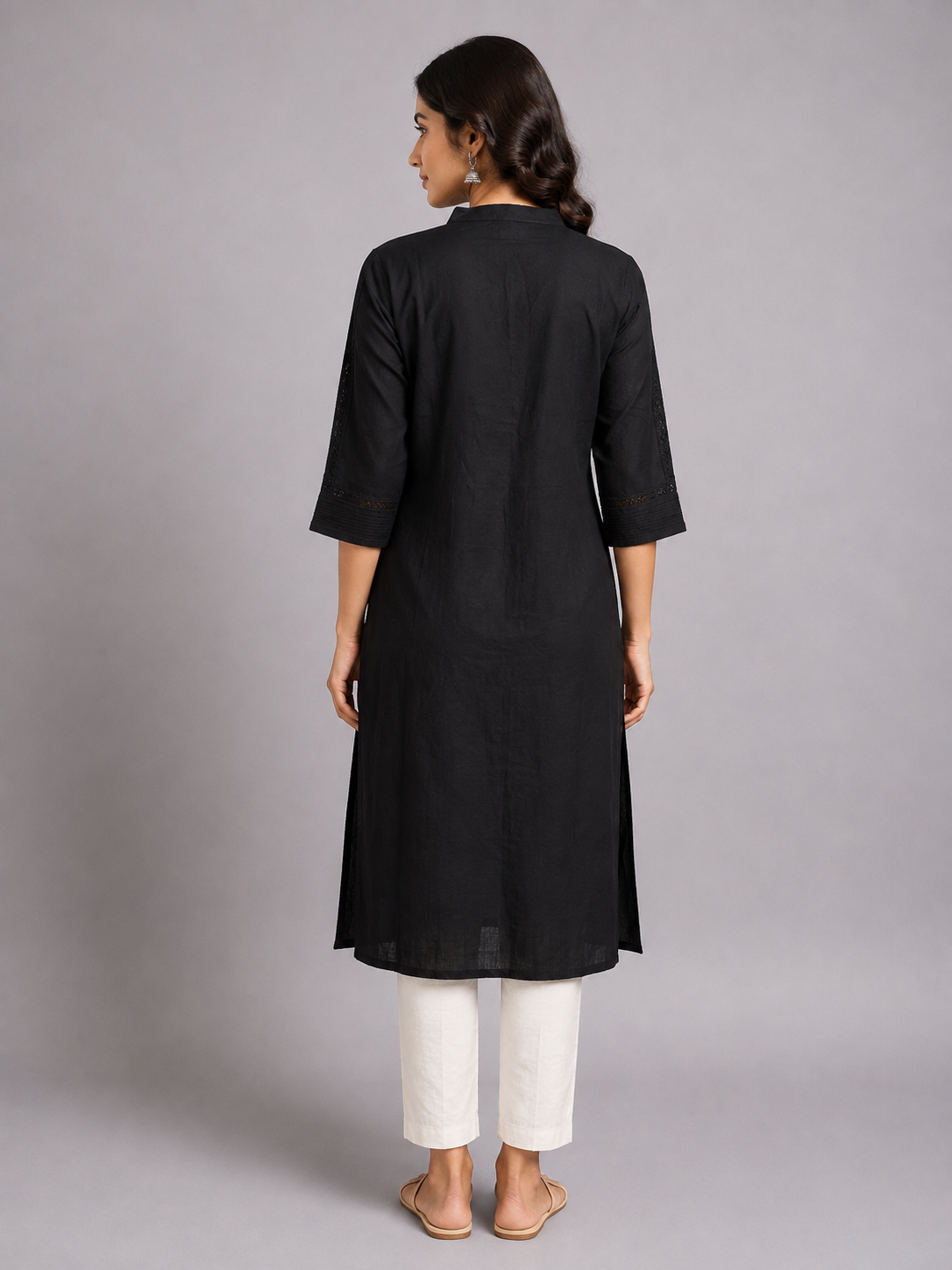 Classic Black Rayon Straight Kurta