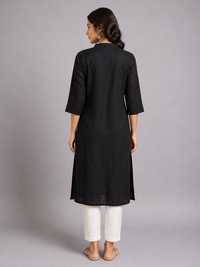 Classic Black Rayon Straight Kurta