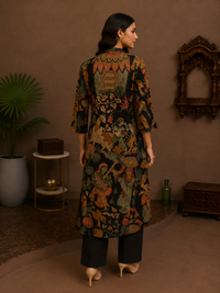 Black Kalamkari Cotton Kurta Pant Set