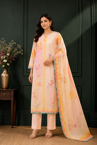 Women's Floral Print Soft Silk Kurta Pant Set with Dupatta