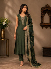 Emerald Green Embroidered Kurta Set