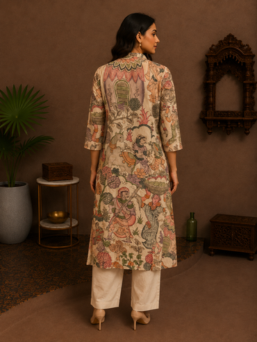 Ivory Kalamkari Cotton Kurta Pant Set