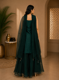 Emerald Green Banarasi Brocade Silk Embroidered Palazzo Set