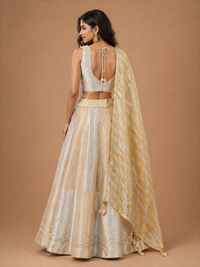 Champagne Gold Mirror Work Lehenga Set with Dupatta | Reception & Wedding Wear