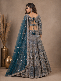 Embroidered Bridal Lehenga Set with Net Dupatta
