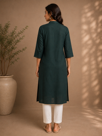 Deep Forest Green Rayon Straight Kurta