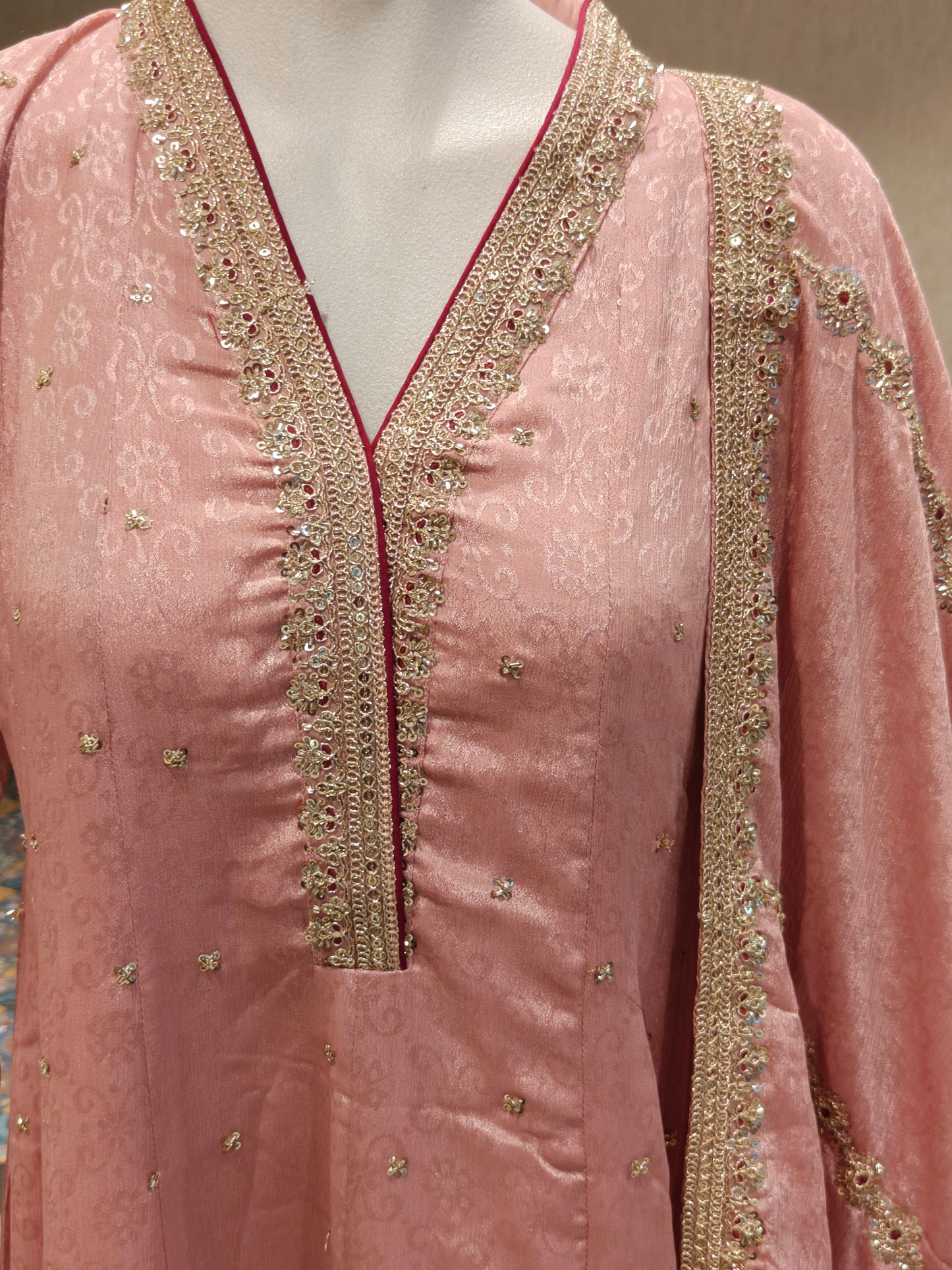 Blush Pink Silk Embroidered Anarkali Kurta Set with Dupatta