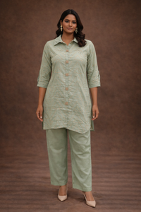 Women's Sage Green Linen Cotton Co-ord Set