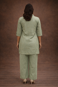 Women's Sage Green Linen Cotton Co-ord Set