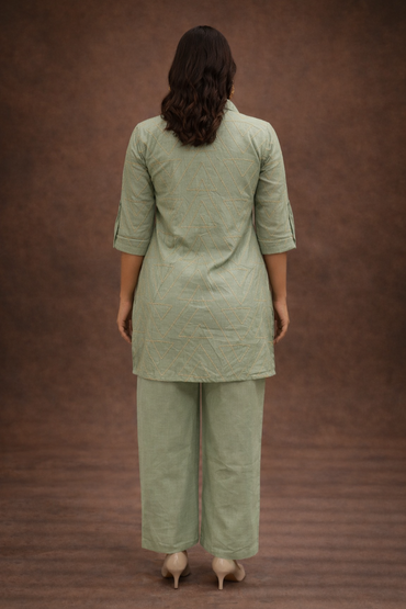 Women's Sage Green Linen Cotton Co-ord Set