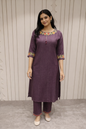 Women's Embroidered Rayon Kurta Pant Set