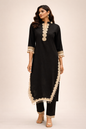 Women's Embroidered Linen Cotton Kurta Pant Set