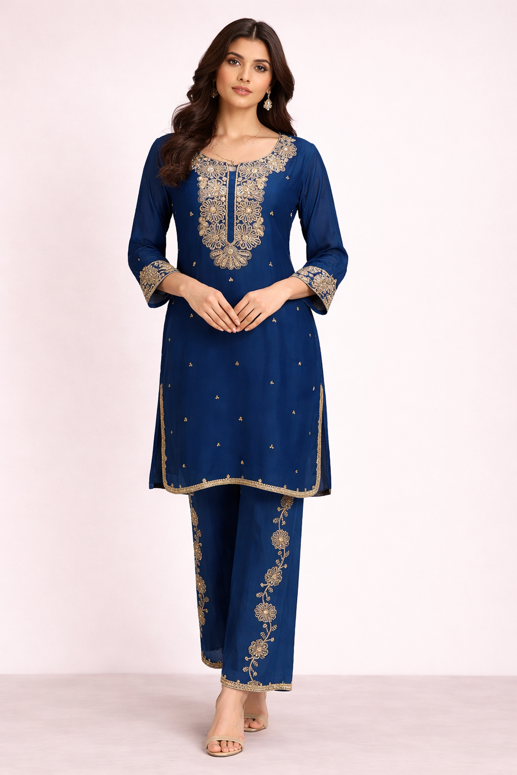 Women's Embroidered Silk Co-ord Set