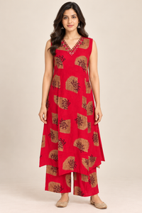 R46188 Red Kurti front view