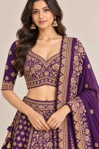R46624 Purple Lehengas close-up