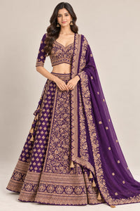 R46624 Purple Lehengas front view