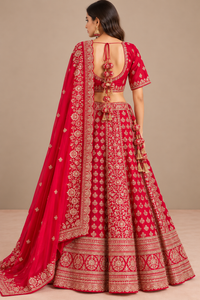 R46626 Red Lehengas back view
