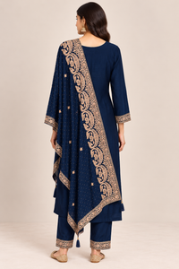 R46732 Midnight Blue Straight Cut back view