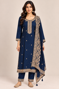 R46732 Midnight Blue Straight Cut front view