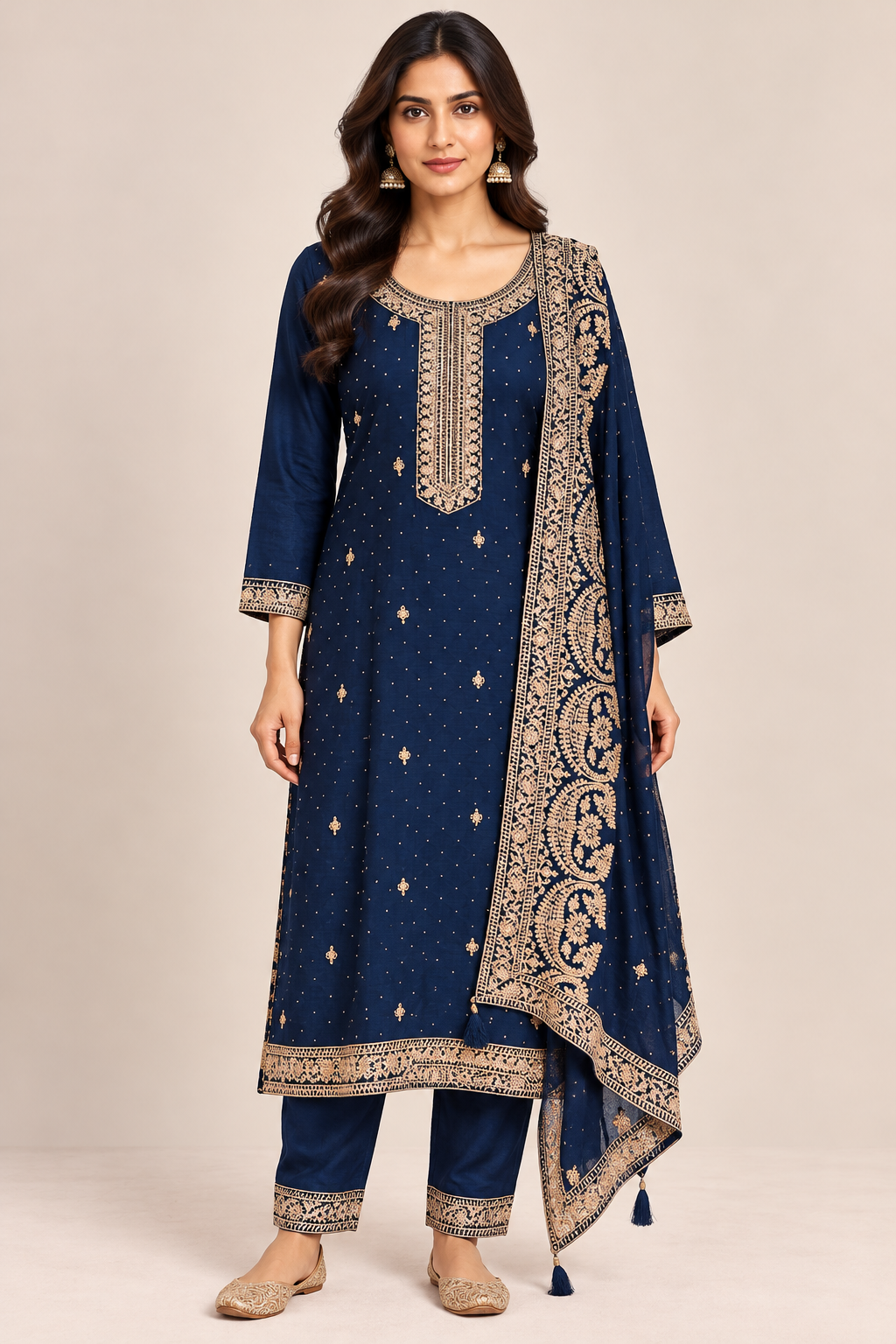 R46732 Midnight Blue Straight Cut front view