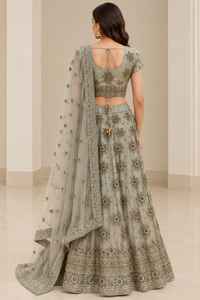 Sage Green Embroidered Lehenga Choli with Dupatta