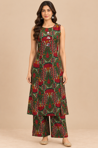 Multicolour Printed Kurta Pant Set