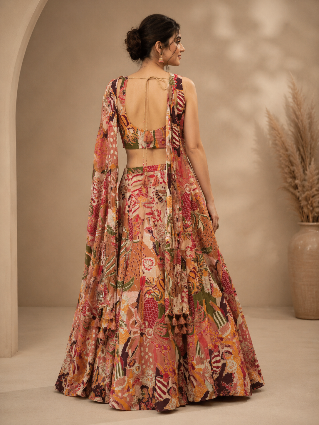 Peach Silk Designer Lehenga Choli with Heavy Traditional Embroidery & Dupatta