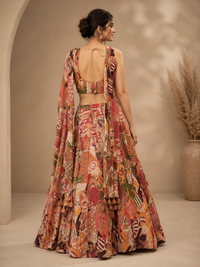 Peach Silk Designer Lehenga Choli with Heavy Traditional Embroidery & Dupatta