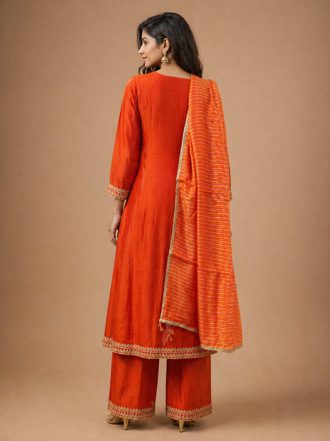 Orange Embroidered Kurta Pant Set with Dupatta | Haldi & Festive Wear