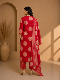 Pink Muslin Printed Kurta Set with Dupatta