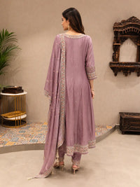 Mauve Embroidered Anarkali Suit Set