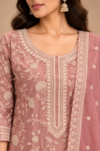 Dusty Rose Tissue Silk Straight Cut Suit Set