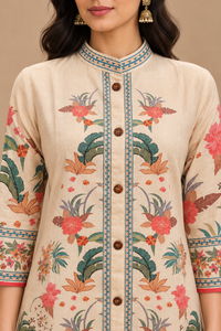 Ivory Soft Silk Floral Printed Co-ord Set