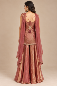 Antique Rose Organza Sharara Set