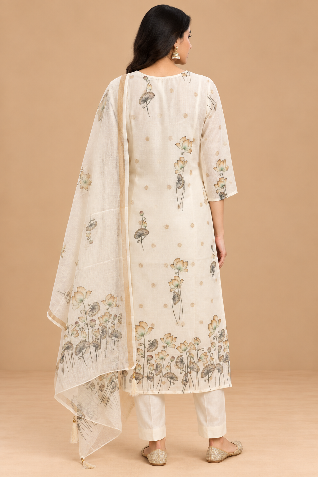 Ivory Kota Floral Printed Straight-Cut Suit Set