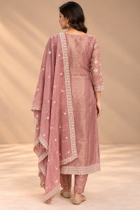 Dusty Rose Tissue Silk Straight Cut Suit Set