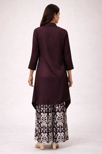 Women's Cotton Satin Asymmetrical Kurta Palazzo Set