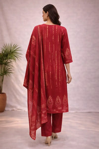Classic Red Ethnic Kurta Set with Dupatta